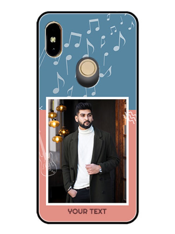 Custom Redmi Y2 Photo Printing on Glass Case  - with Color Musical Note Design