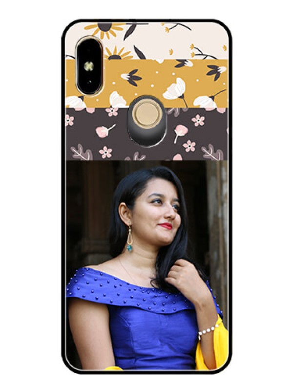 Custom Redmi Y2 Custom Glass Phone Case  - Stylish Floral Design