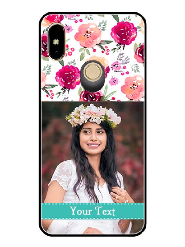 Custom Redmi Y2 Custom Glass Phone Case  - Watercolor Floral Design
