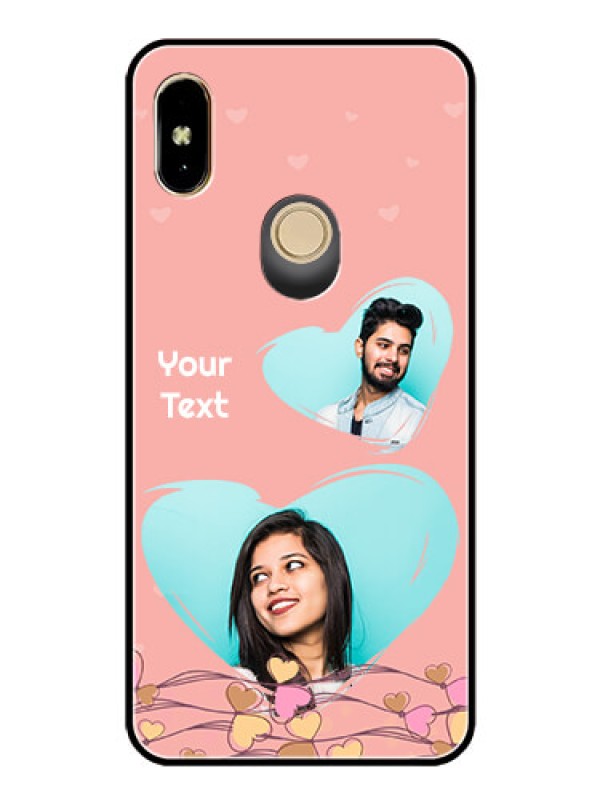 Custom Redmi Y2 Custom Glass Mobile Case  - Love Doodle Design