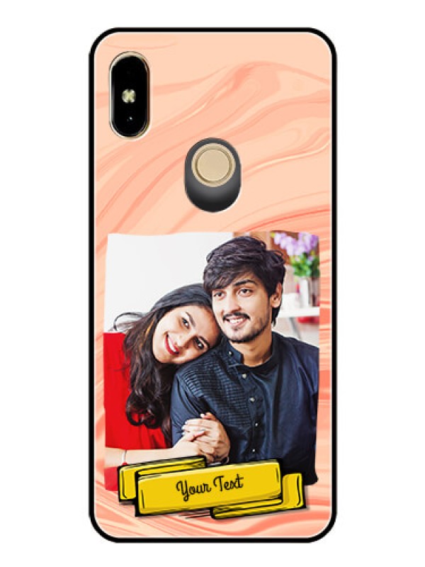 Custom Redmi Y2 Personalized Glass Phone Case  - Marble Texture Design