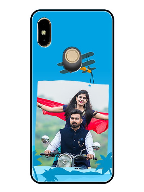 Custom Redmi Y2 Custom Glass Mobile Case  - Traveller Design 