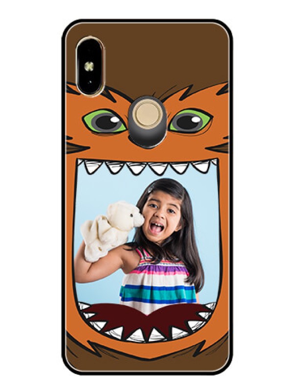 Custom Redmi Y2 Photo Printing on Glass Case  - Owl Monster Back Case Design
