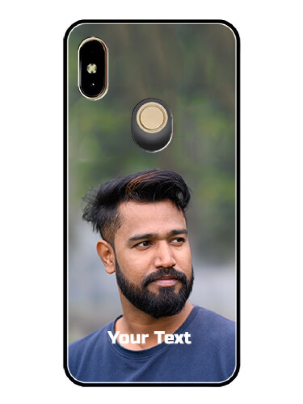 Custom Redmi Y2 Glass Mobile Cover: Photo with Text