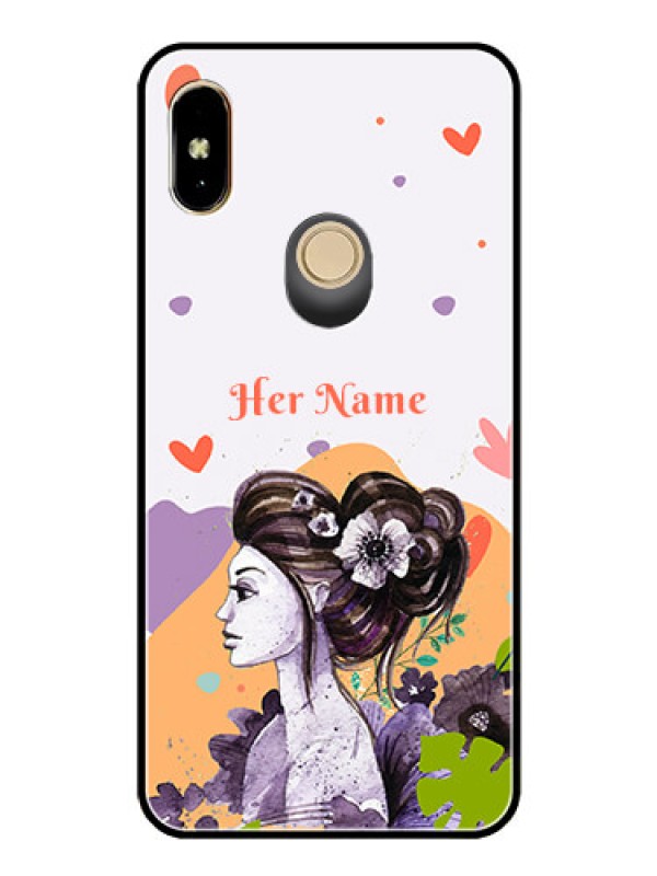 Custom Xiaomi Redmi Y2 Personalized Glass Phone Case - Woman And Nature Design