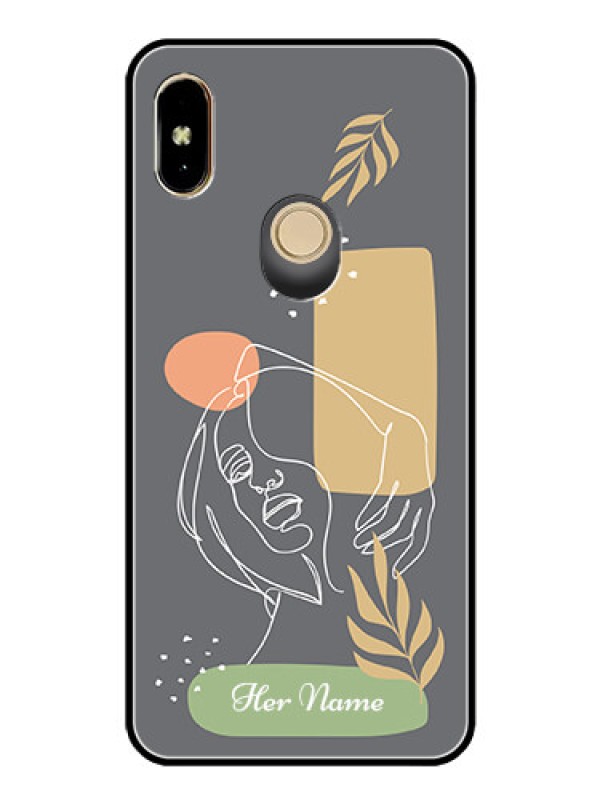 Custom Xiaomi Redmi Y2 Custom Glass Phone Case - Gazing Woman line art Design