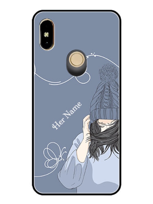 Custom Xiaomi Redmi Y2 Custom Glass Mobile Case - Girl in winter outfit Design