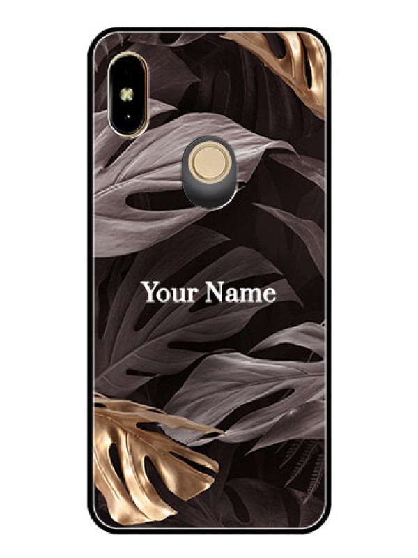 Custom Xiaomi Redmi Y2 Personalised Glass Phone Case - Wild Leaves digital paint Design