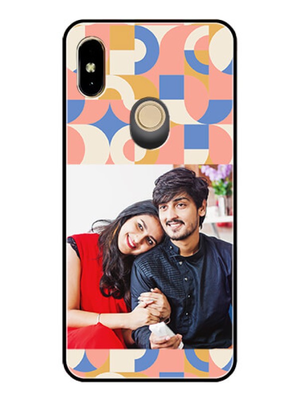 Custom Xiaomi Redmi Y2 Photo Printing on Glass Case - Semi-circle Maze Pattern Design