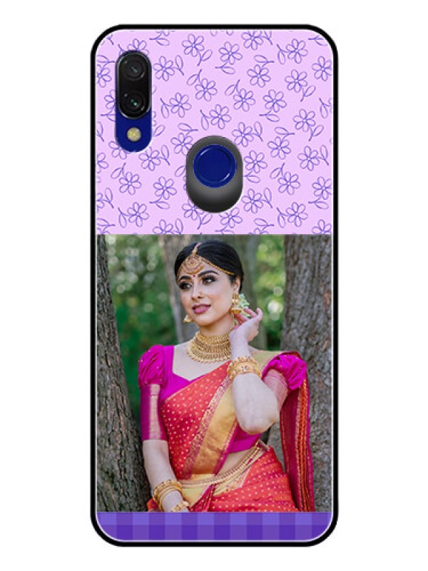 Custom Redmi Y3 Custom Glass Phone Case  - Purple Floral Design