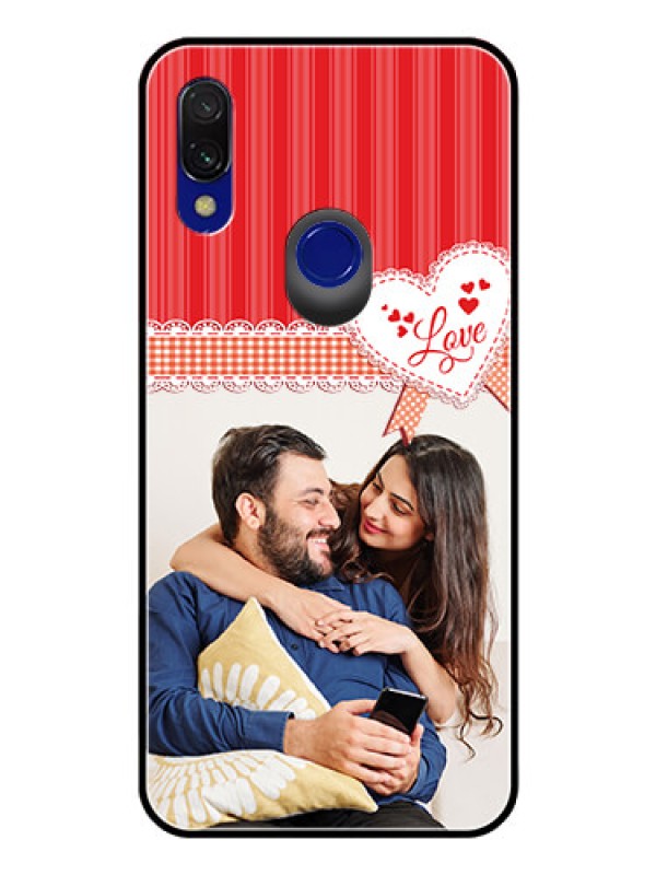 Custom Redmi Y3 Custom Glass Mobile Case  - Red Love Pattern Design