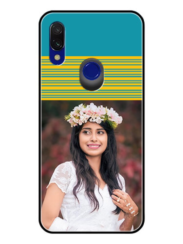 Custom Redmi Y3 Custom Glass Phone Case  - Yellow & Blue Design 