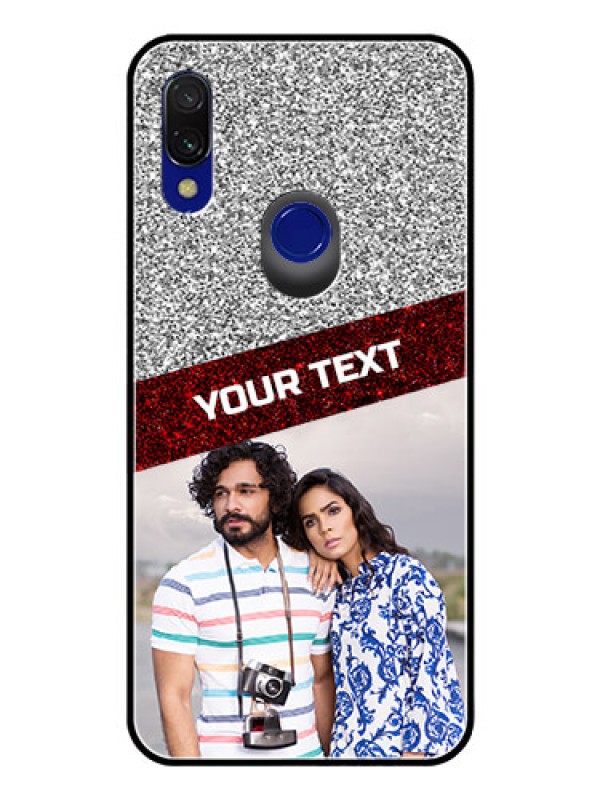 Custom Redmi Y3 Personalized Glass Phone Case  - Image Holder with Glitter Strip Design