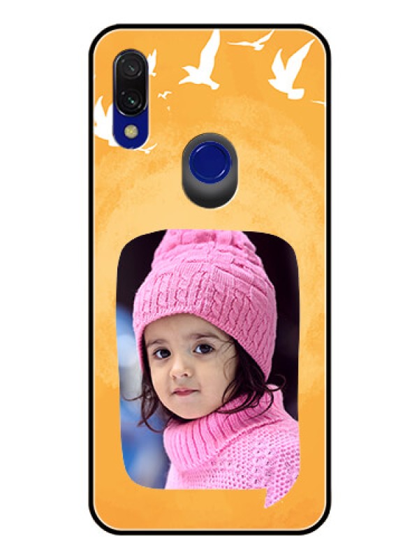 Custom Redmi Y3 Personalized Glass Phone Case  - Water Color Design with Bird Icons