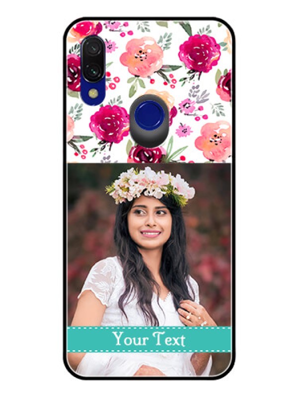 Custom Redmi Y3 Custom Glass Phone Case  - Watercolor Floral Design