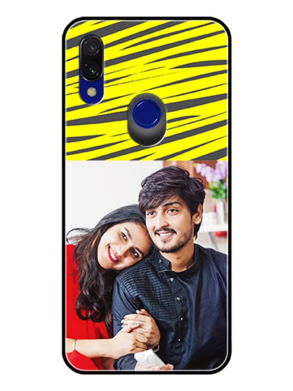 Custom Redmi Y3 Photo Printing on Glass Case  - Yellow Abstract Design