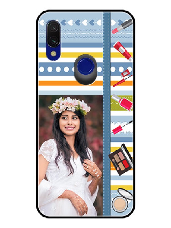 Custom Redmi Y3 Personalized Glass Phone Case  - Makeup Icons Design