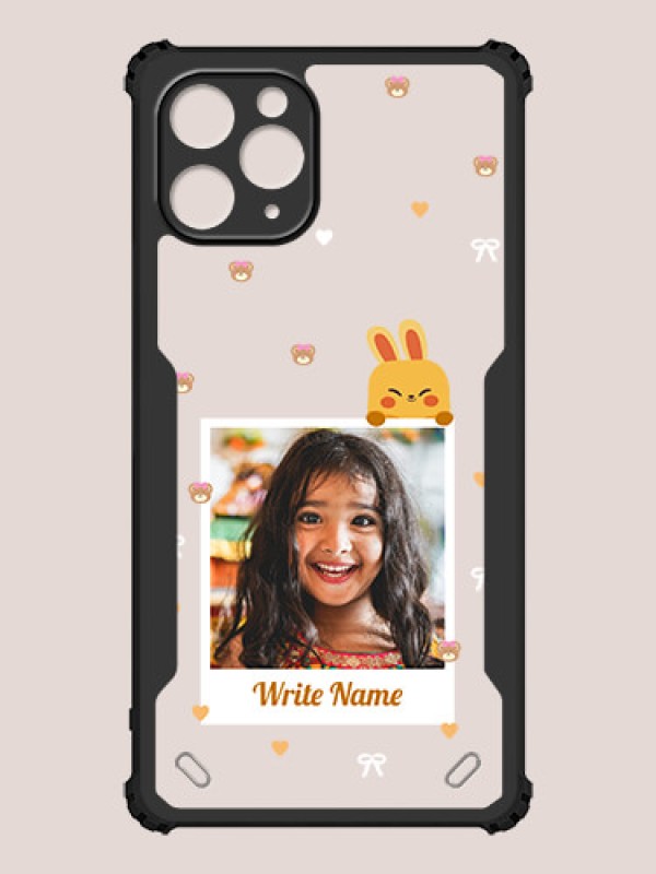 Custom iPhone 11 Pro Custom Hybrid Mobile Phone Case With Cute Yellow Mouse Themed Polaroid Picture Style Design