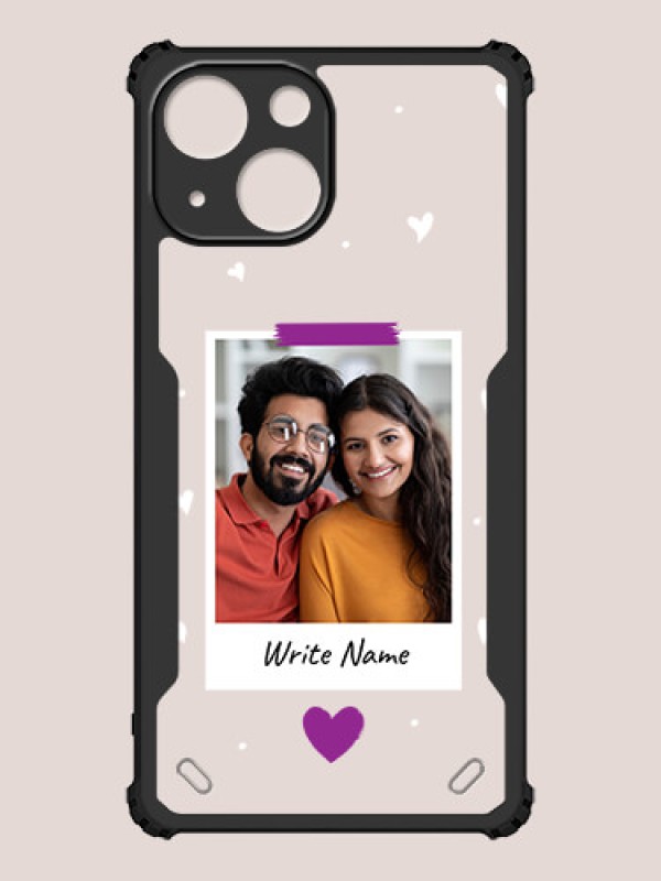 Custom iPhone 13 Mini Custom Hybrid Mobile Phone Case With Couple Themed Polaroid Picture Style Design