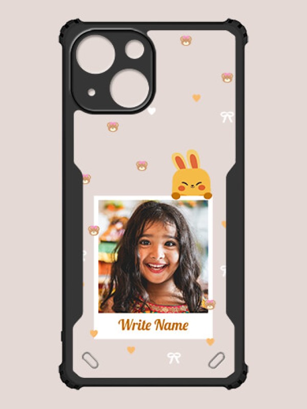 Custom iPhone 13 Mini Custom Hybrid Mobile Phone Case With Cute Yellow Mouse Themed Polaroid Picture Style Design