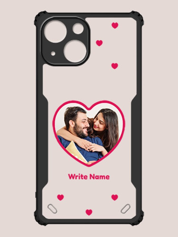 Custom iPhone 13 Mini Custom Hybrid Mobile Phone Case With Floating Hearts Themed Couple Design