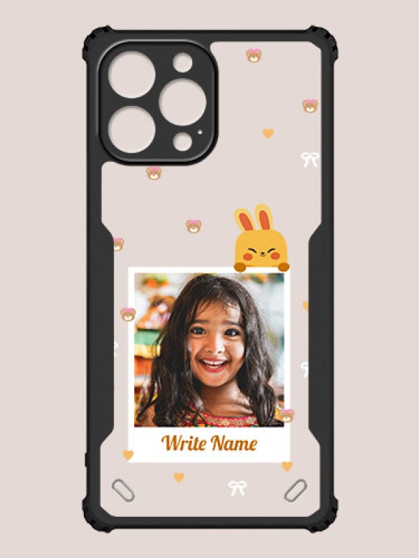 Custom iPhone 13 Pro Max Custom Hybrid Mobile Phone Case With Cute Yellow Mouse Themed Polaroid Picture Style Design