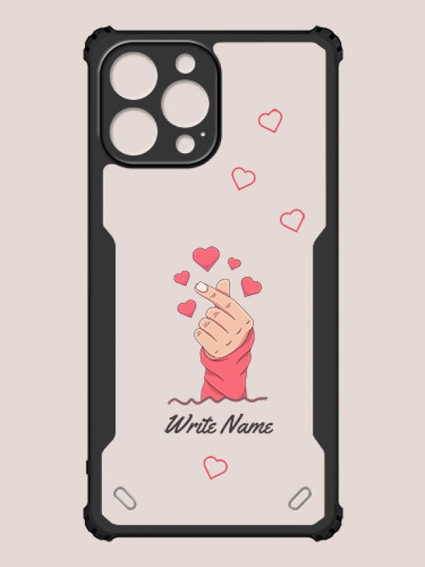 Custom iPhone 13 Pro Max Custom Hybrid Mobile Phone Case With Lovely Floating Hearts Design