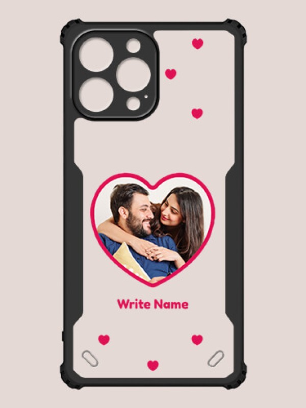 Custom iPhone 13 Pro Max Custom Hybrid Mobile Phone Case With Floating Hearts Themed Couple Design