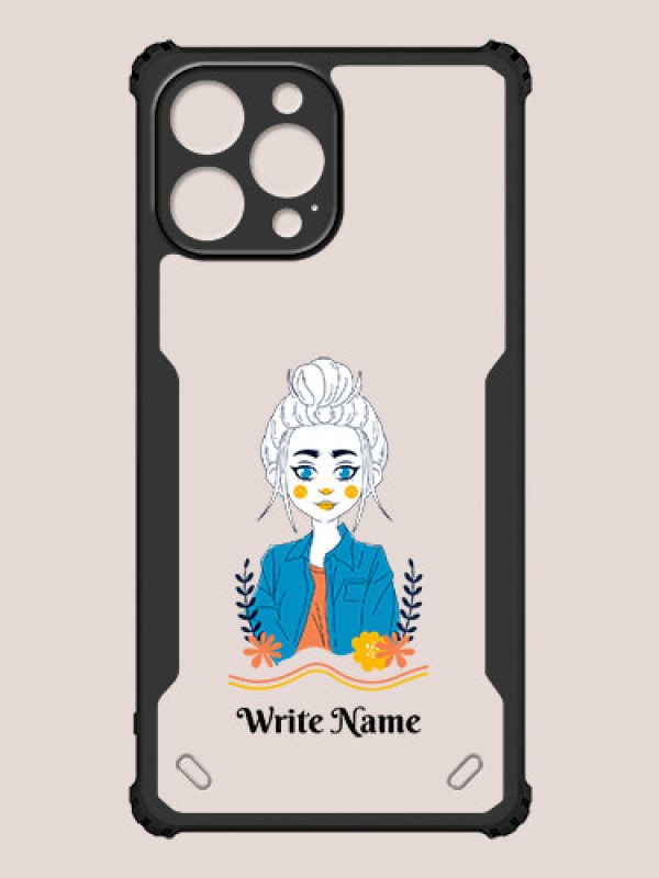 Custom iPhone 13 Pro Max Custom Hybrid Mobile Phone Case With Cute Cartoon Girl Design