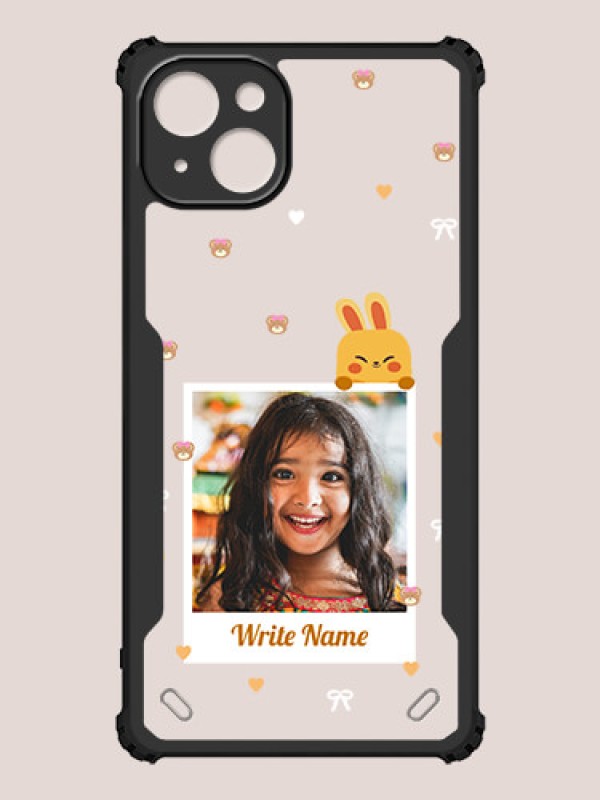 Custom iPhone 15 Plus Custom Hybrid Mobile Phone Case With Cute Yellow Mouse Themed Polaroid Picture Style Design