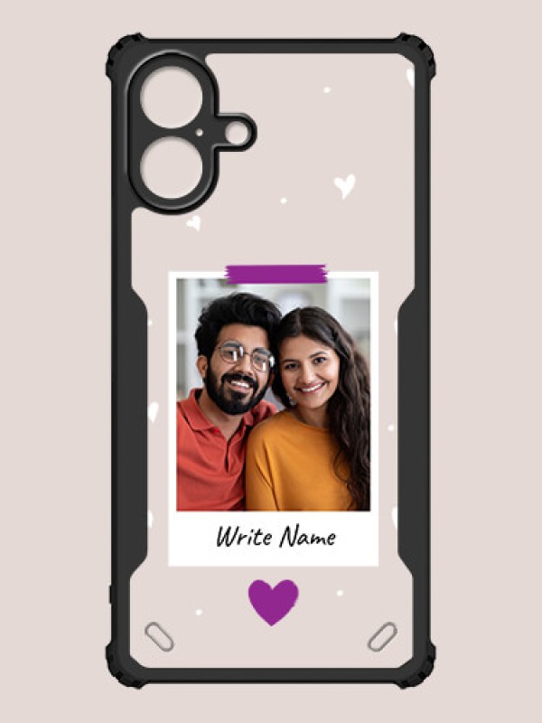 Custom iPhone 16 Plus Custom Hybrid Mobile Phone Case With Couple Themed Polaroid Picture Style Design