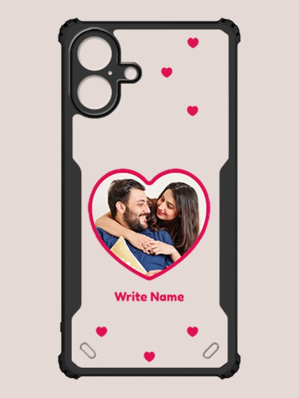 Custom iPhone 16 Plus Custom Hybrid Mobile Phone Case With Floating Hearts Themed Couple Design