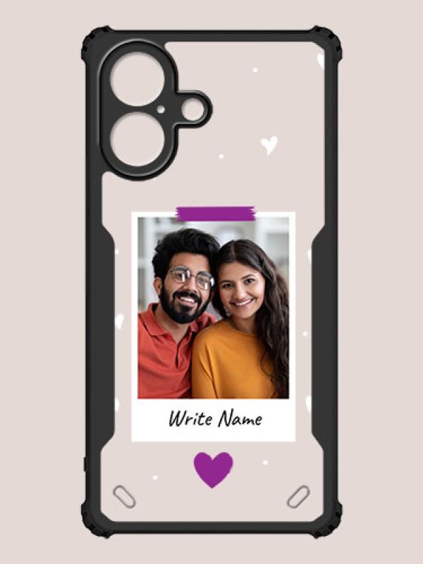 Custom iPhone 16 Custom Hybrid Mobile Phone Case With Couple Themed Polaroid Picture Style Design