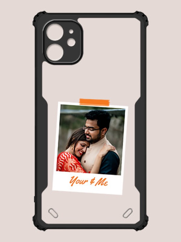 Custom iPhone 11 Custom Hybrid Mobile Phone Case With You and Me Themed Polaroid Picture Style Design