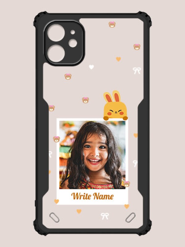 Custom iPhone 11 Custom Hybrid Mobile Phone Case With Cute Yellow Mouse Themed Polaroid Picture Style Design