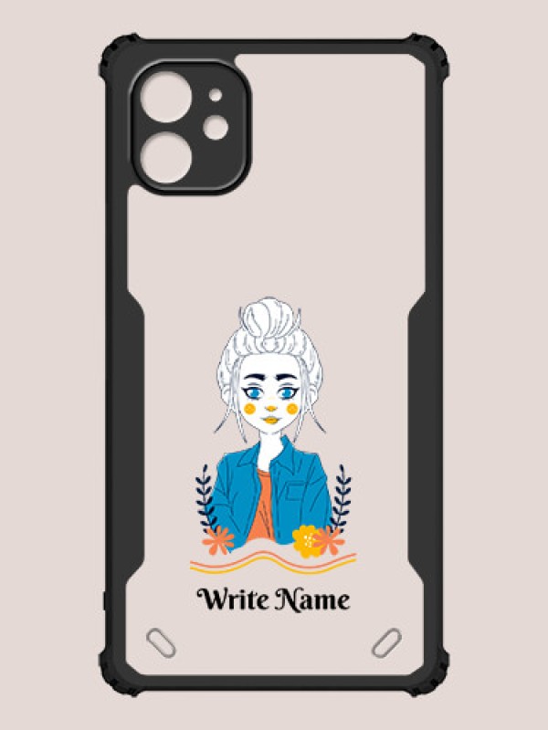 Custom iPhone 11 Custom Hybrid Mobile Phone Case With Cute Cartoon Girl Design