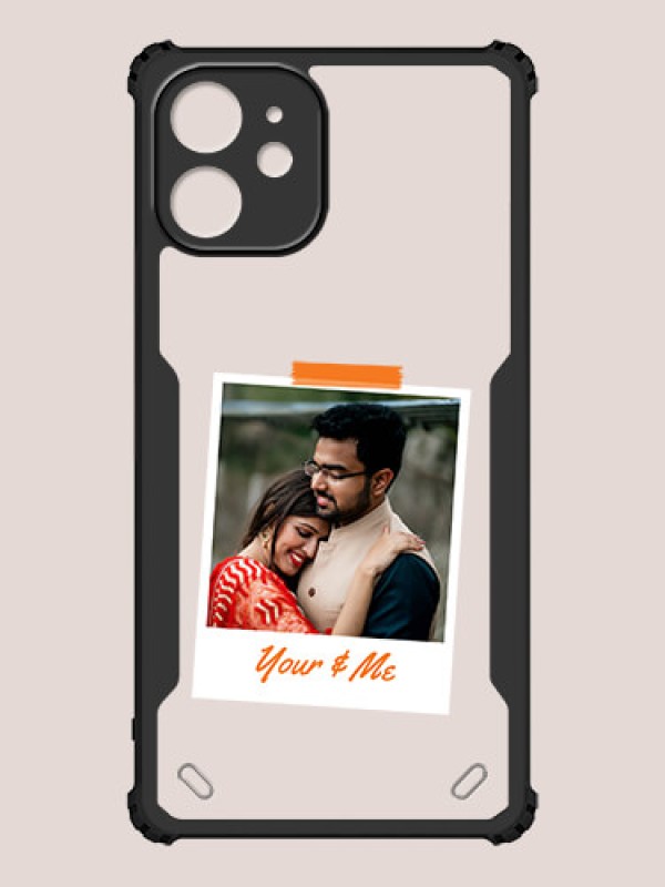 Custom iPhone 12 Mini Custom Hybrid Mobile Phone Case With You and Me Themed Polaroid Picture Style Design