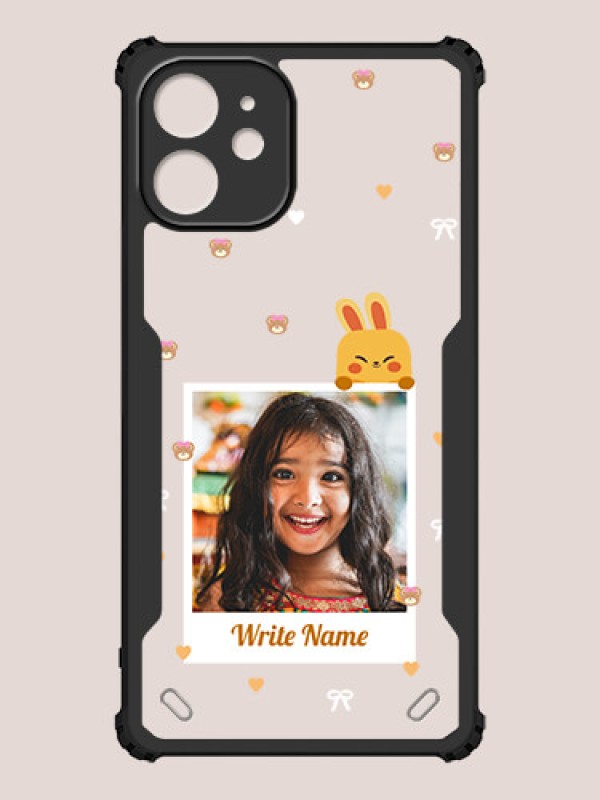 Custom iPhone 12 Mini Custom Hybrid Mobile Phone Case With Cute Yellow Mouse Themed Polaroid Picture Style Design