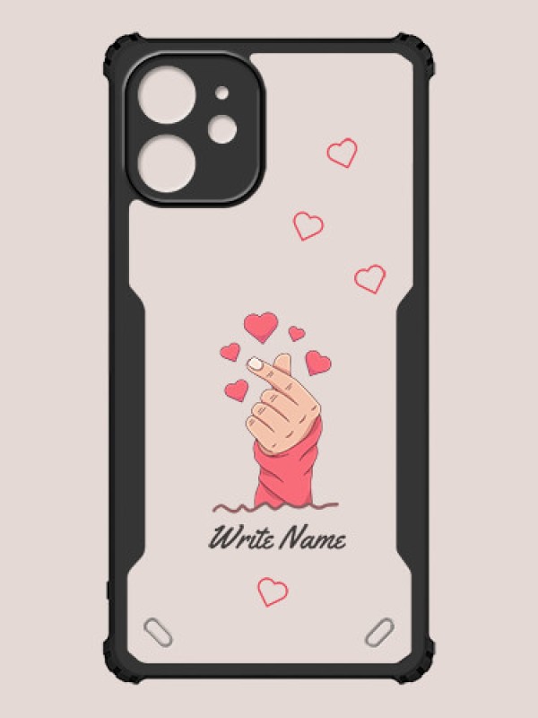 Custom iPhone 12 Mini Custom Hybrid Mobile Phone Case With Lovely Floating Hearts Design