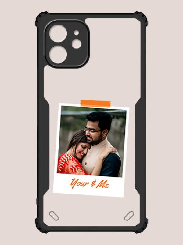 Custom iPhone 12 Custom Hybrid Mobile Phone Case With You and Me Themed Polaroid Picture Style Design
