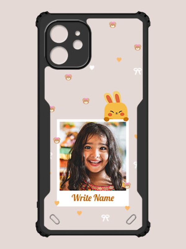 Custom iPhone 12 Custom Hybrid Mobile Phone Case With Cute Yellow Mouse Themed Polaroid Picture Style Design