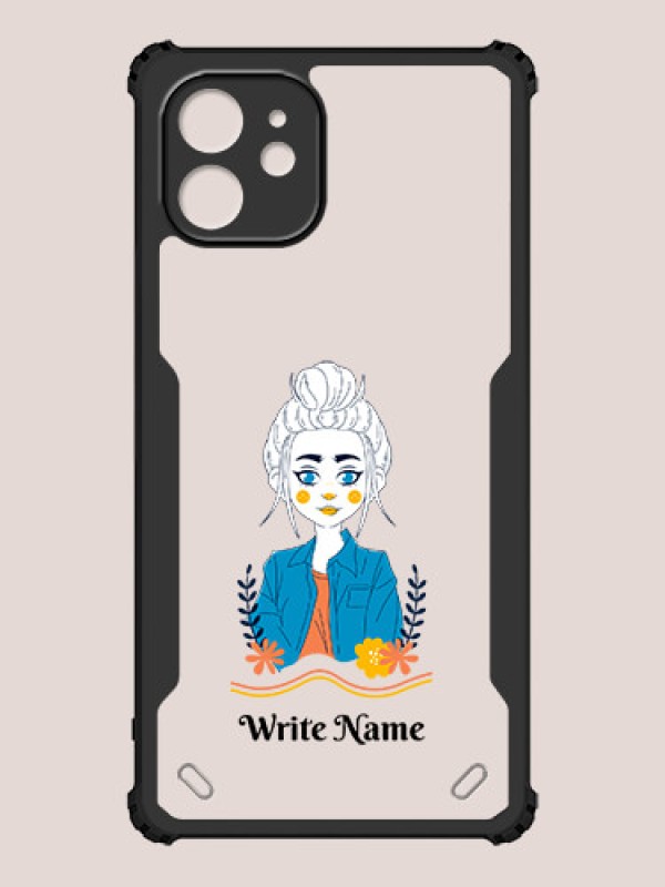 Custom iPhone 12 Custom Hybrid Mobile Phone Case With Cute Cartoon Girl Design