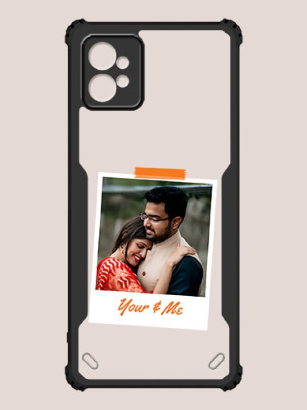 Custom Motorola G32 Custom Hybrid Mobile Phone Case With You and Me Themed Polaroid Picture Style Design