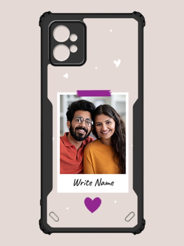 Custom Motorola G32 Custom Hybrid Mobile Phone Case With Couple Themed Polaroid Picture Style Design
