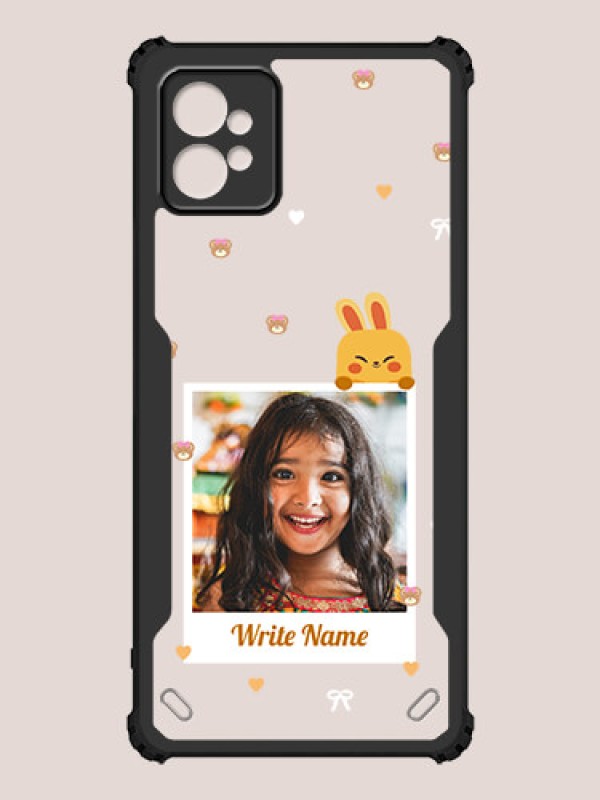 Custom Motorola G32 Custom Hybrid Mobile Phone Case With Cute Yellow Mouse Themed Polaroid Picture Style Design