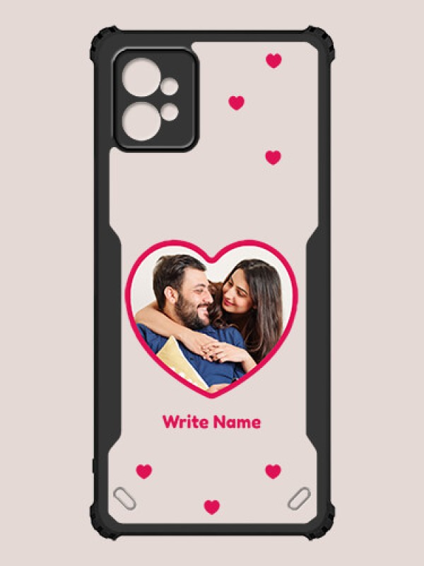 Custom Motorola G32 Custom Hybrid Mobile Phone Case With Floating Hearts Themed Couple Design