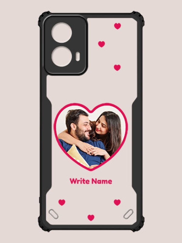 Custom Motorola G34 5G Custom Hybrid Mobile Phone Case With Floating Hearts Themed Couple Design