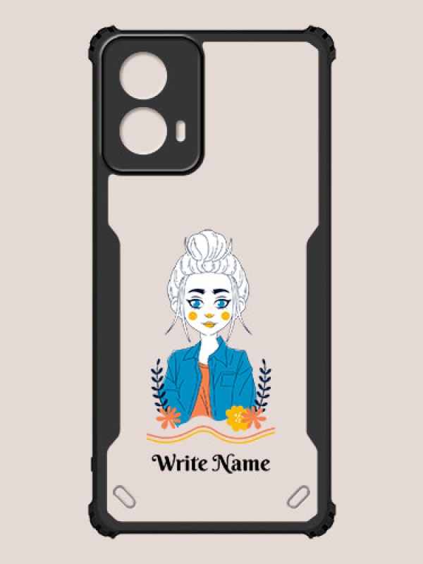 Custom Motorola G34 5G Custom Hybrid Mobile Phone Case With Cute Cartoon Girl Design