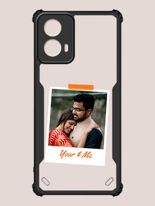 Custom Motorola G34 Custom Hybrid Mobile Phone Case With You and Me Themed Polaroid Picture Style Design