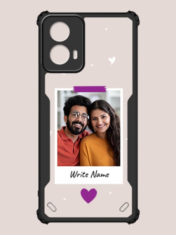 Custom Motorola G34 Custom Hybrid Mobile Phone Case With Couple Themed Polaroid Picture Style Design